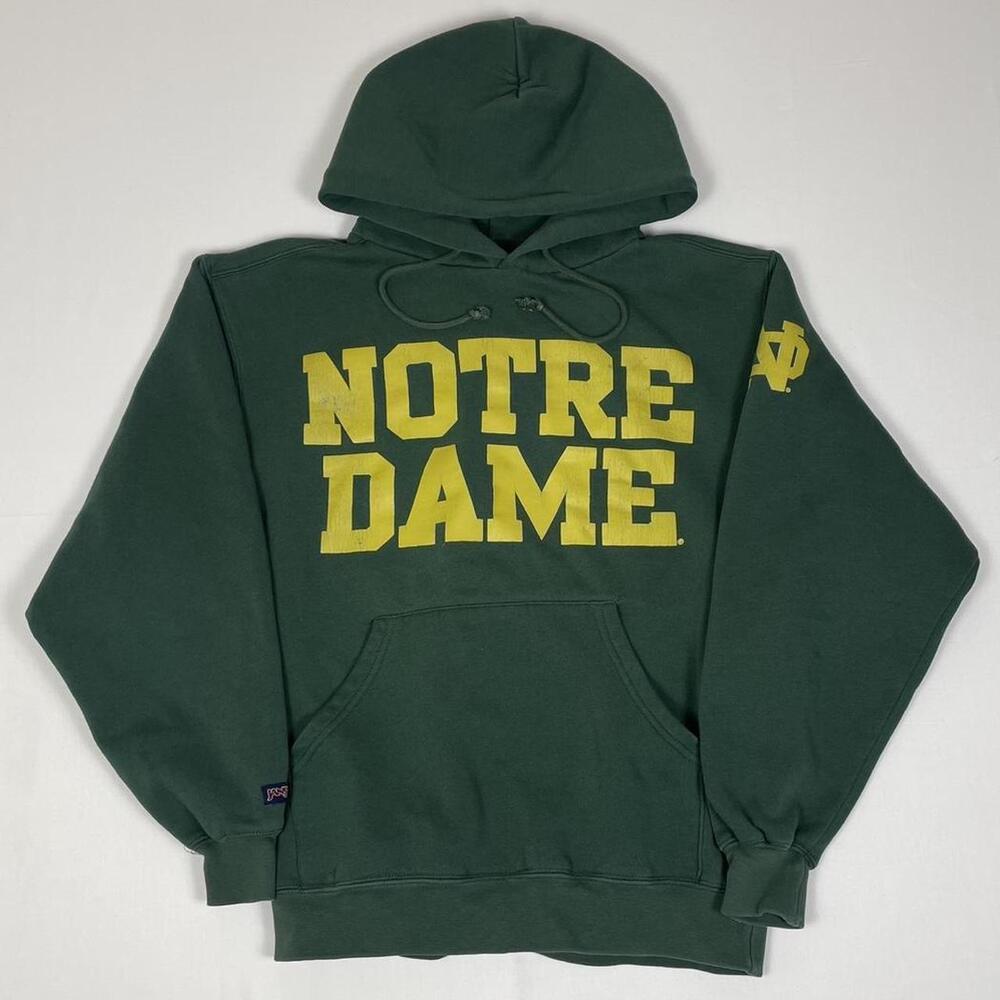 Notre Dame green and yellow graphic vintage hoodie streetwear